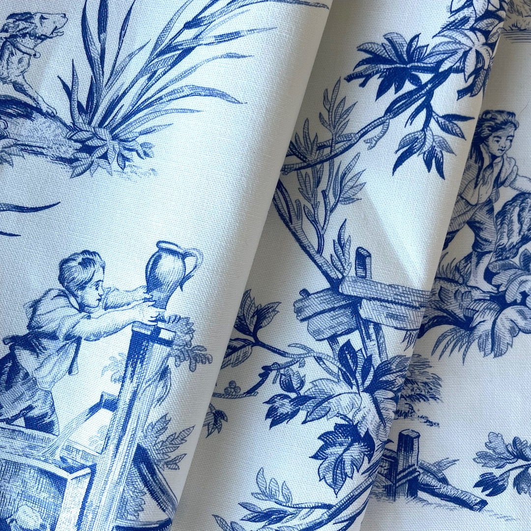 Colbalt Pastoral Cotton Toile Canvas (Made in USA)