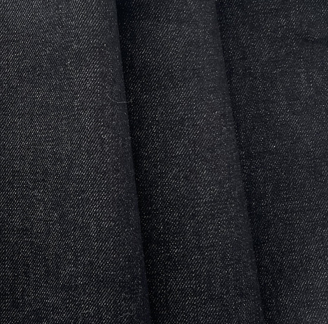 13 Oz Onyx Black Stiffer Stretch Cotton Denim Twill (Made in Italy