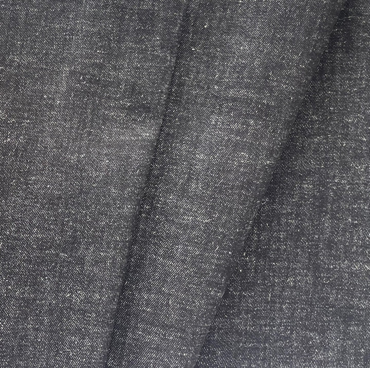 9 Oz Heathered Black Extra Wide Cotton Denim Twill (Made in Italy)