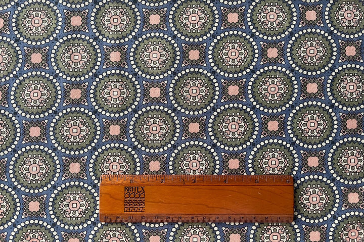 Moss & Blush Vintage Medallions Wool Challis (Made in Italy)