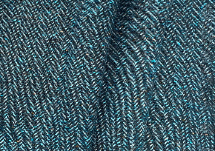 Mid-Weight Herringbone Turquoise & Black Wool Blend Knit (Made in Italy)