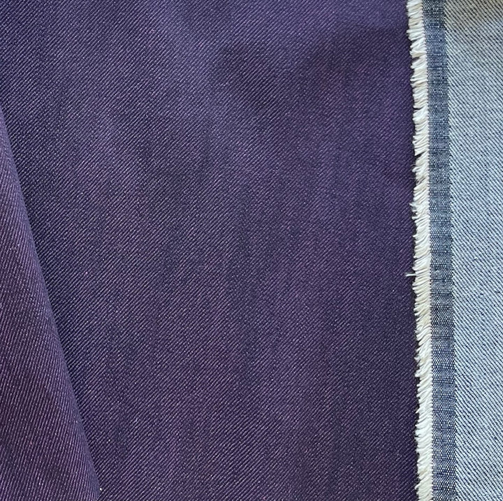 Mid-Weight Spanish Violet Stretch Cotton Denim Twill (Made in Italy)