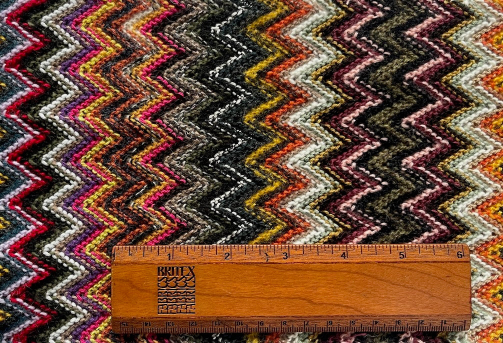 Designer Fall Stroll Zig-Zag Cotton Blend Sweater Knit (Made