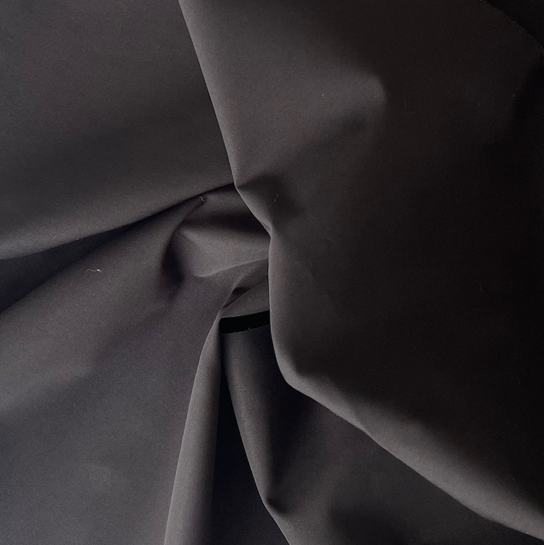 Coal Black Crisp Cotton Poplin (Made in Italy)
