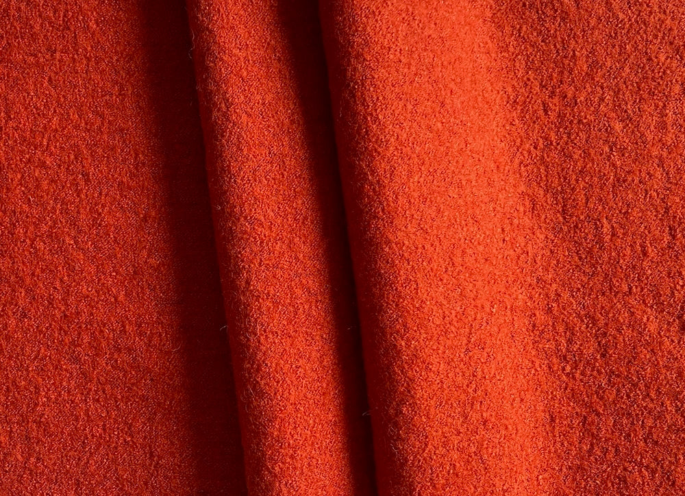 Lighter-Weight Mandarin Orange Boiled Wool Blend Coating