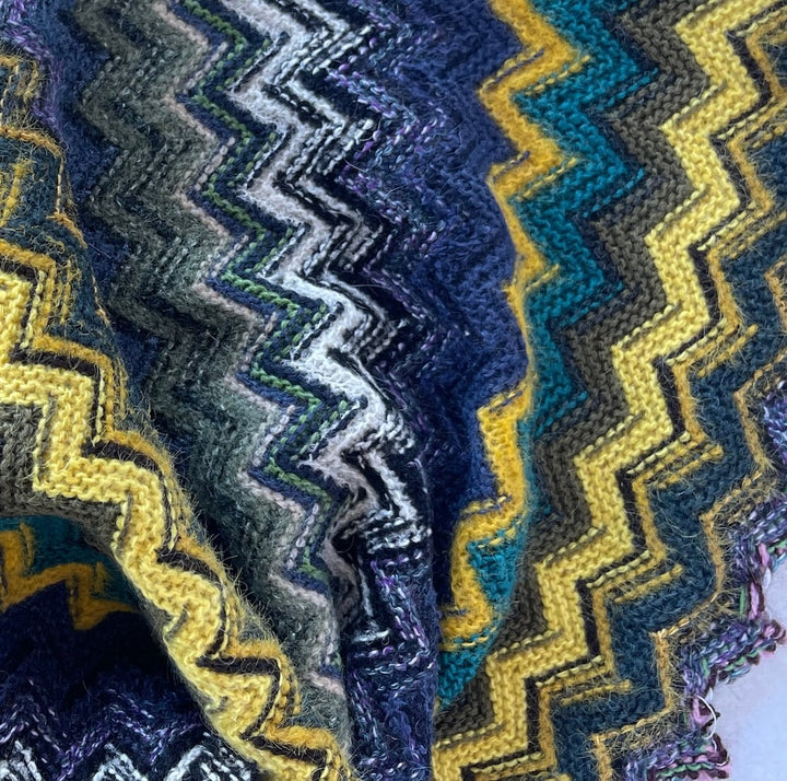 Designer Lemon Blueberry Slush Zig-Zag Wool Blend Sweater Knit (Made in Italy)