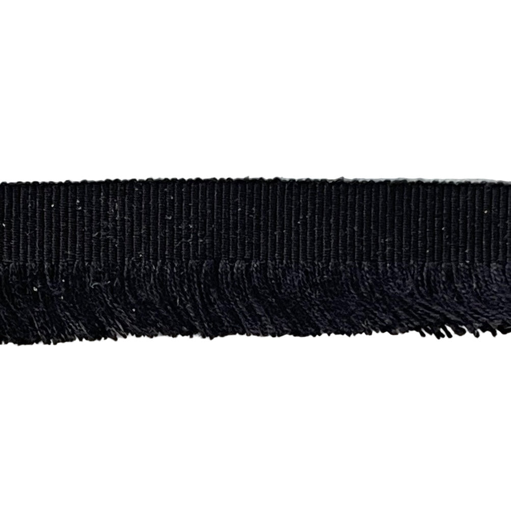 7/8" Jet Black Cotton Fringed Piping Trim (Made in Italy)