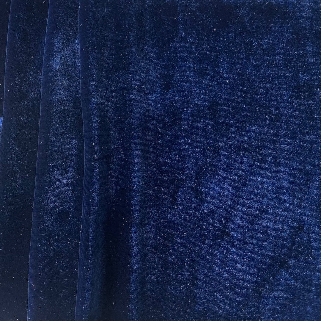 Saturated Nighttime Skies Navy Silk & Rayon Blend Velvet  (Made in China)