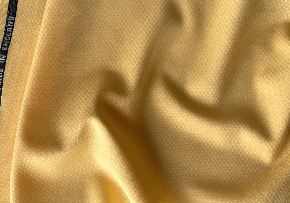 Selvedged Naples Yellow Super 120s Wool Jacquard Suiting (Made in England)