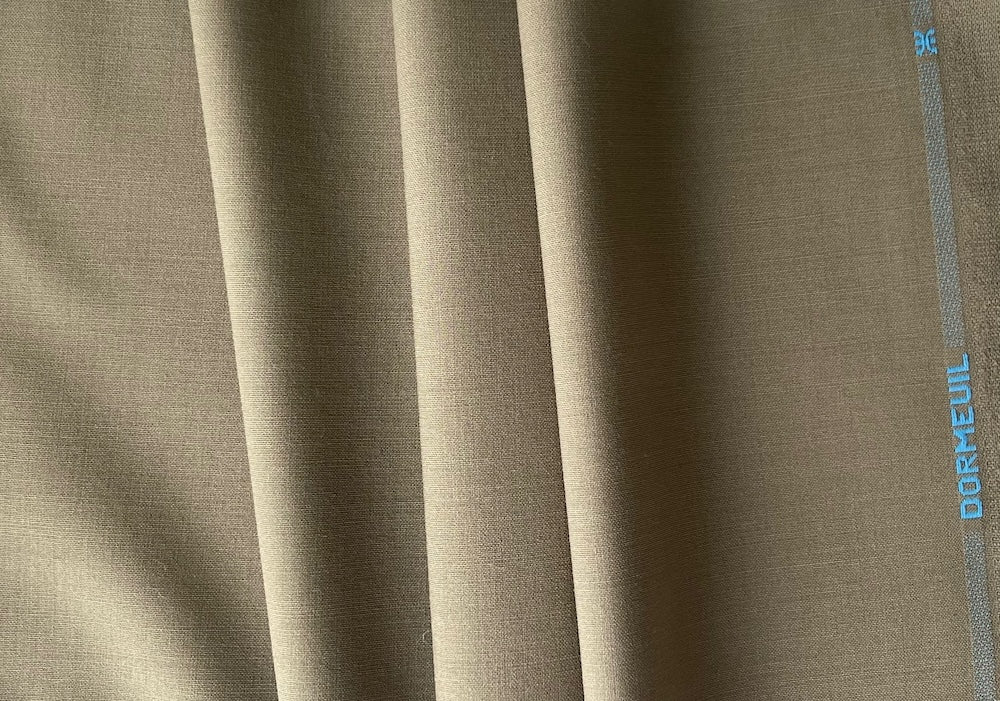 Dormeuil Lighter-Weight Khaki Selvedged Super 90s Wool Suiting (Made in England)