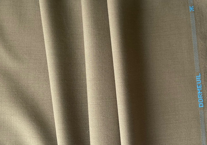 Dormeuil Lighter-Weight Khaki Selvedged Super 90s Wool Suiting (Made in England)