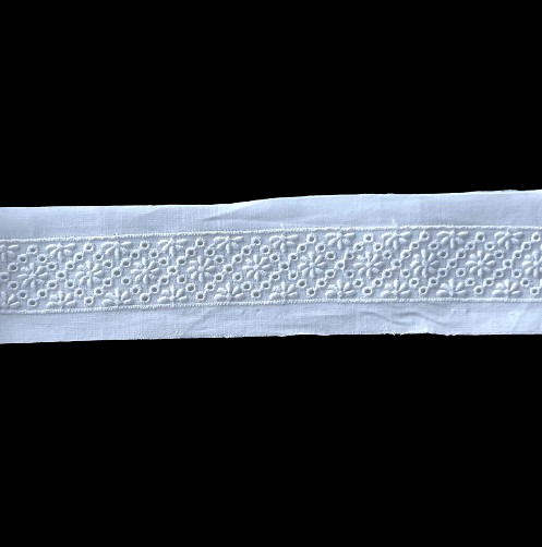 1 1/4" Daisy Rows White Cotton Eyelet Trim (Made in Switzerland)
