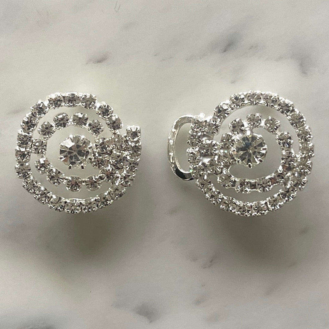 3/4" Clear Rhinestone/Silver Spiral Hook & Eye