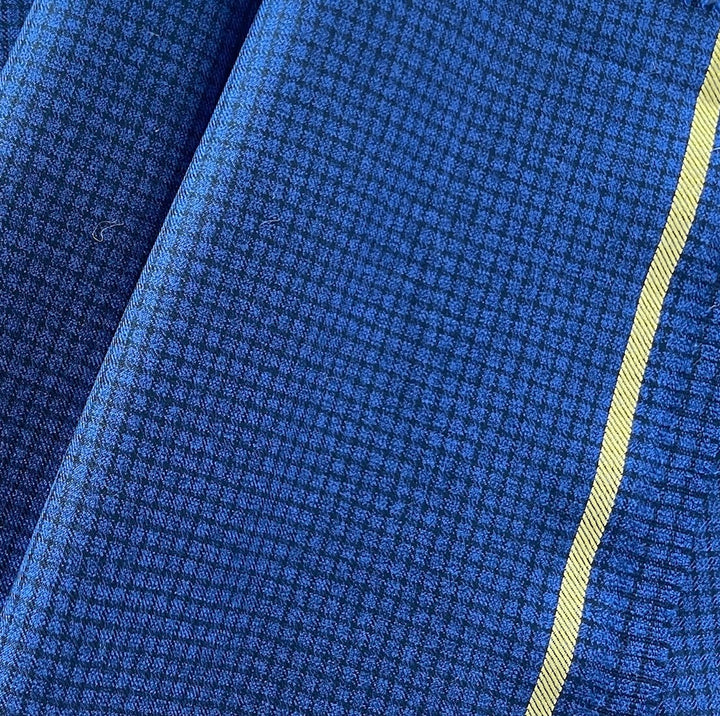 Vitale Barberia Cononico Lighter-Weight Selvedged Sapphire Microchecked Wool Suiting (Made in Italy)