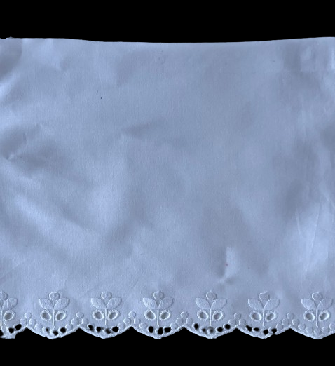 6" Simple Spring Flowers White Cotton Eyelet Trim (Made in Switzerland)