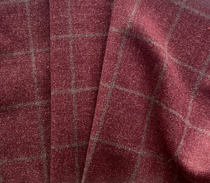 Zegna Brick & Mushroom Windowpane Check Wool/Cashmere Jacketing (Made in Italy)