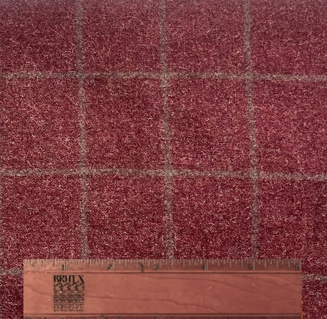 Zegna Brick & Mushroom Windowpane Check Wool/Cashmere Jacketing (Made in Italy)
