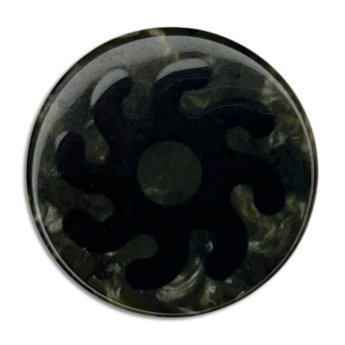 Black Sun Marbleized Green Plastic Button (Made in Spain)