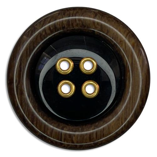 1 3/8" Walnut Golden Eyelets 4-Hole Plastic Button (Made in Italy)