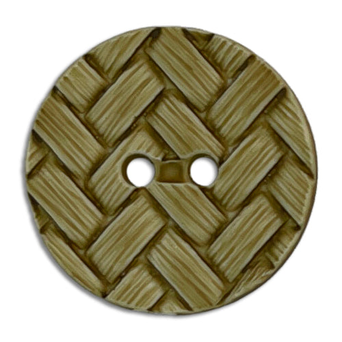 Faux Straw Basketweave 2-Hole Plastic Button (Made in Switzerland)