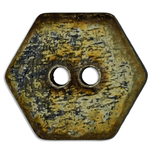 Rustic Hexagon 2-Hole Plastic Button (Made in Germany)