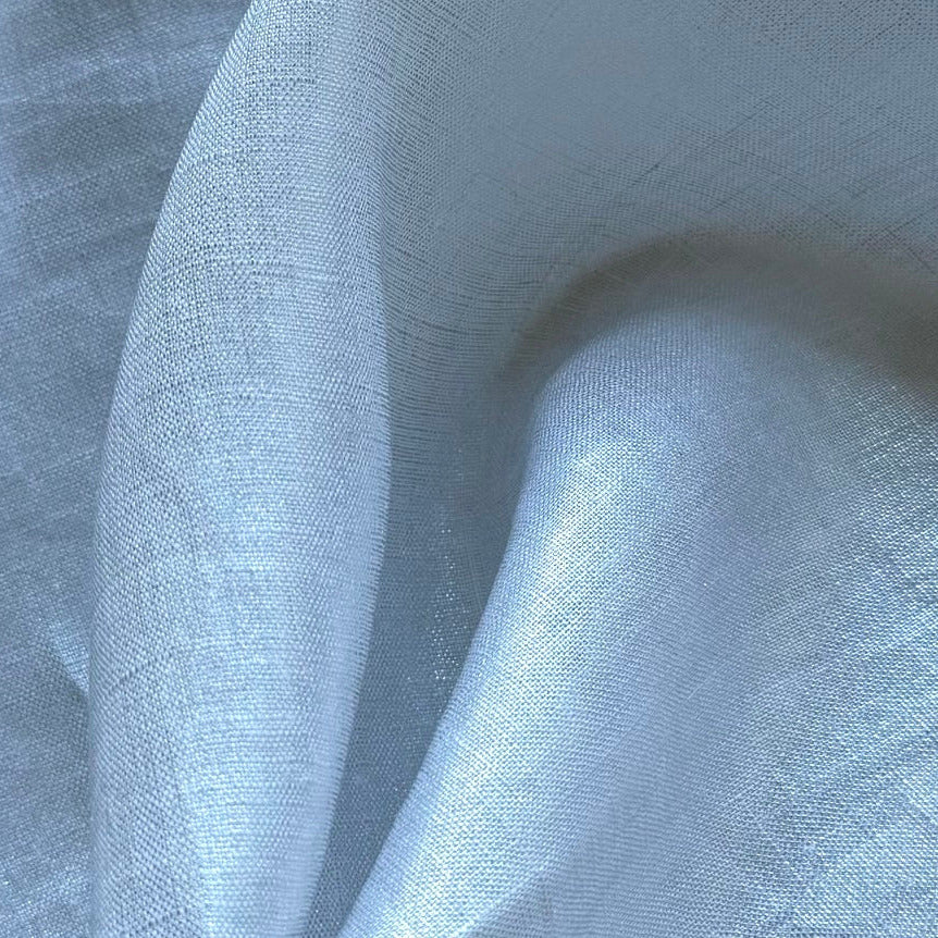Lighter-Weight Silver Metallic on White Handkerchief Linen (Made in Italy)