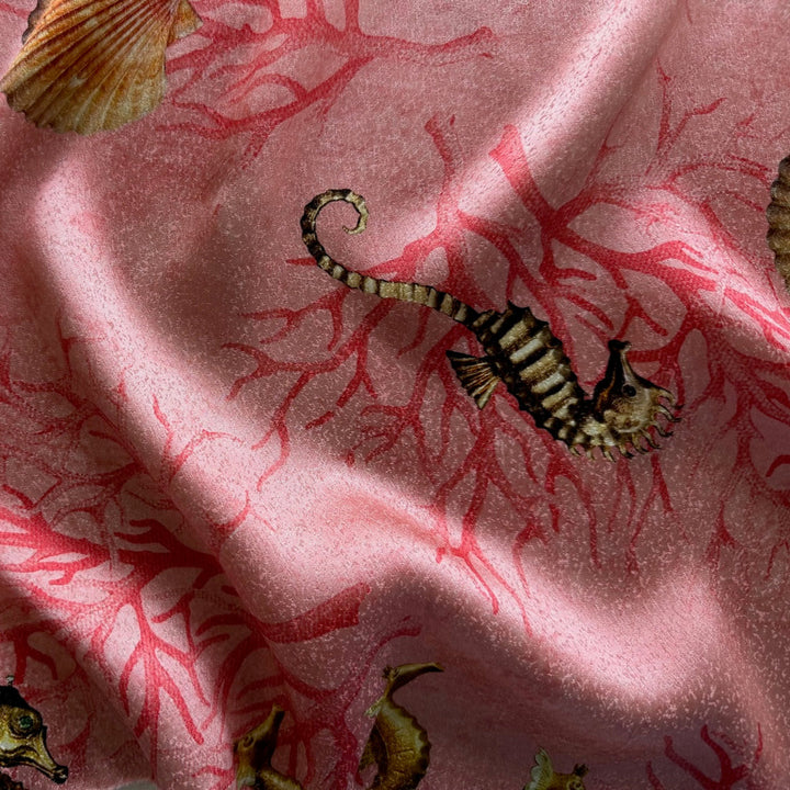 6"/7" Double Border Print - Underwater Melange Silk Satin Charmeuse (Made in Italy)