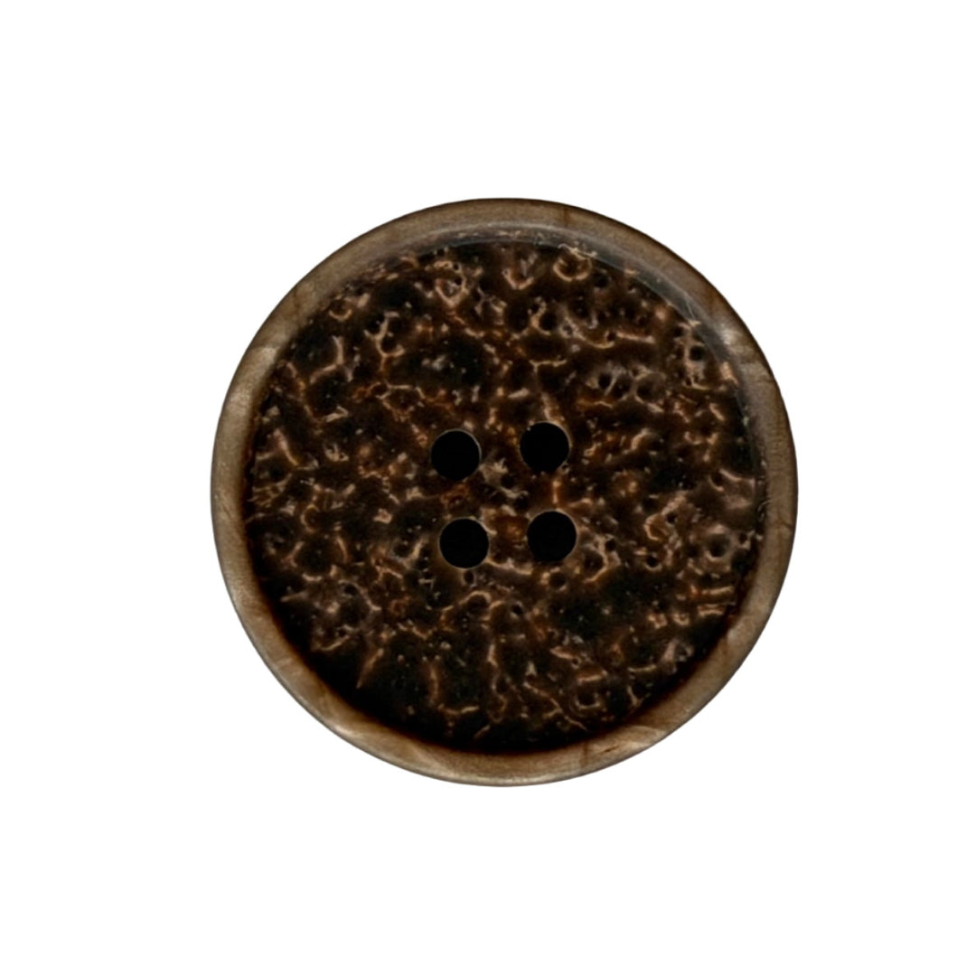 Mottled Walnut Brown 4-Hole Plastic Button (Made in Italy)
