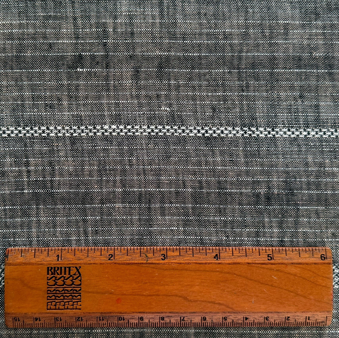 Designer Ebony & Walnut Irregular Stripes Linen (Made in Italy)