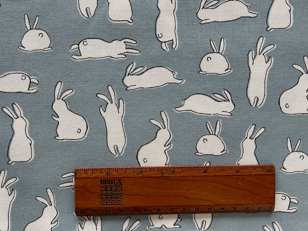 Bunny Hop on Tempered Slate Light-Weight Cotton Duck (Made in Japan)