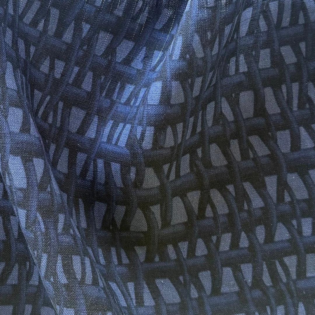 Lighter-Weight Indigo Basketweave Handkerchief Linen (Made in Italy)