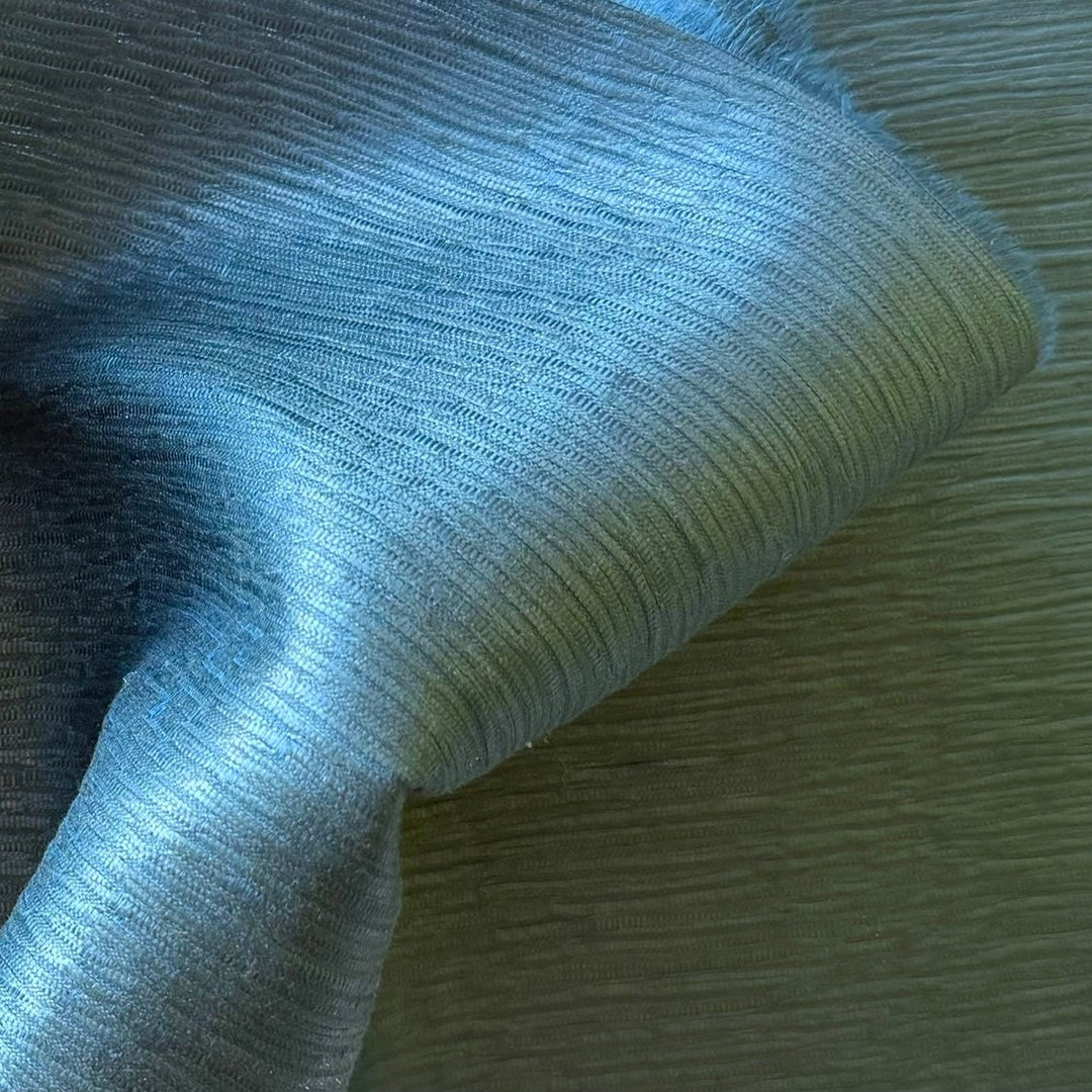 Crystal Teal Crinkled Linen & Silk (Made in Italy)