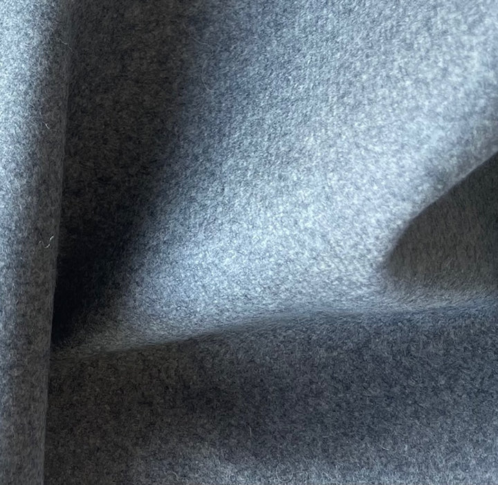 Stiffer Heathered Pearl Grey Virgin Wool Blend Melton Coating (Made in Italy)