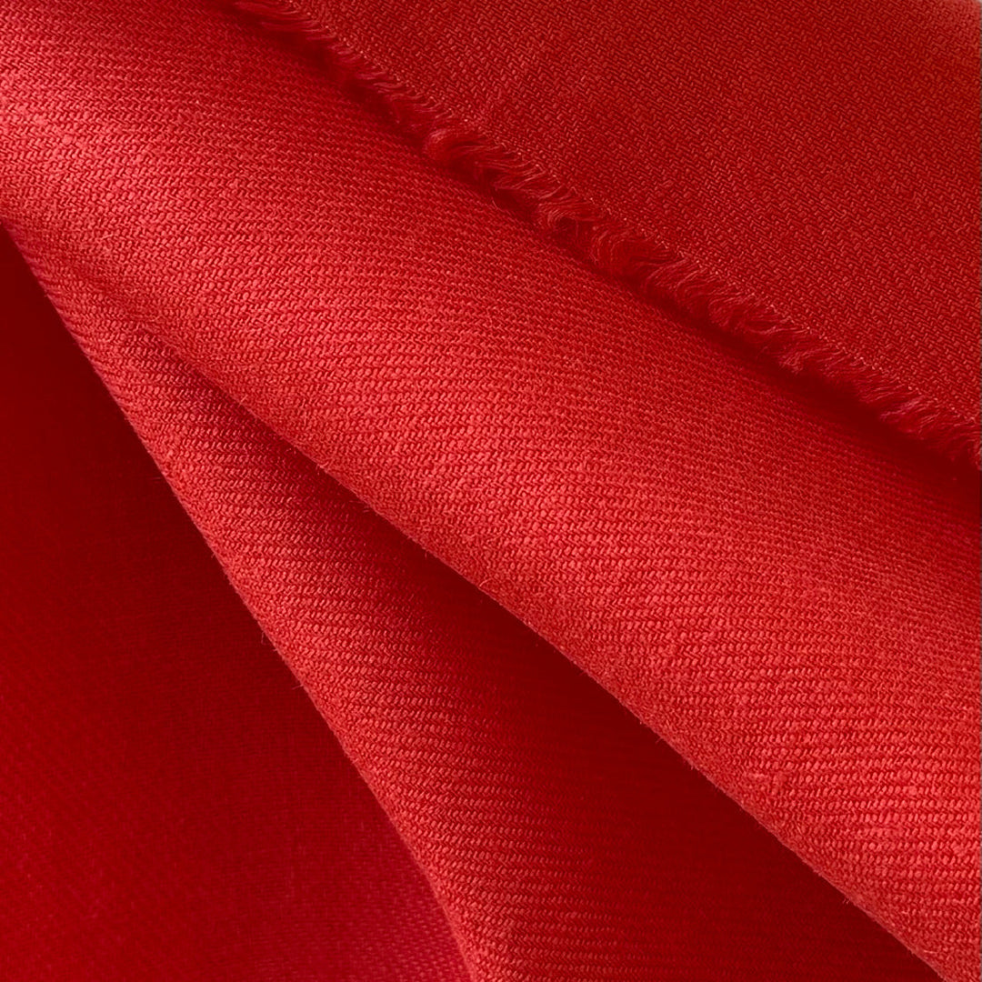 High-End Rich Heirloom Tomato Linen Twill (Made in Italy)