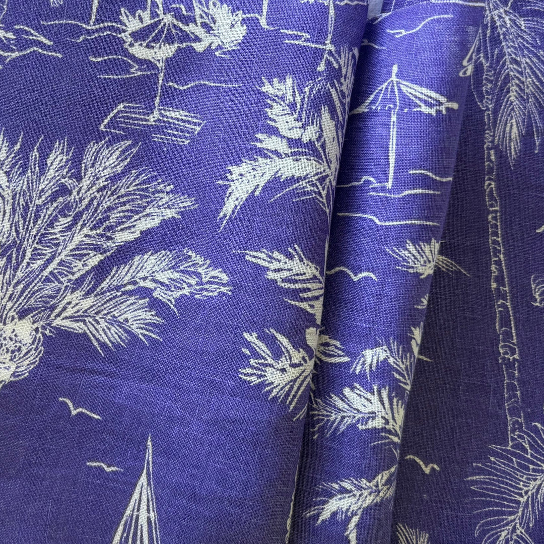 Lighter-Weight Lupine Tropical Paradise Linen (Made in Italy)
