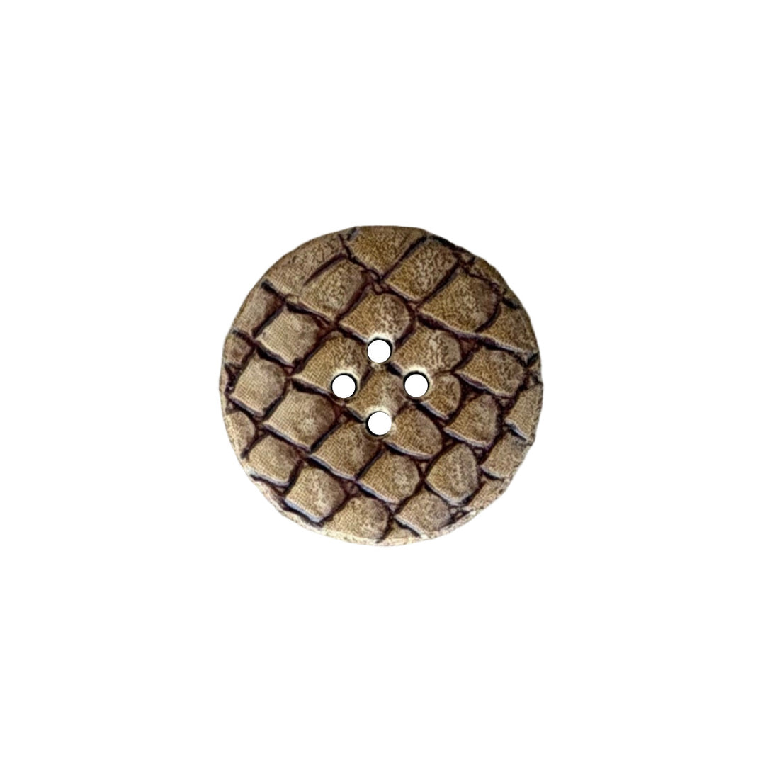 4-Hole Beige Embossed Alligater Leather Button (Made in Italy)