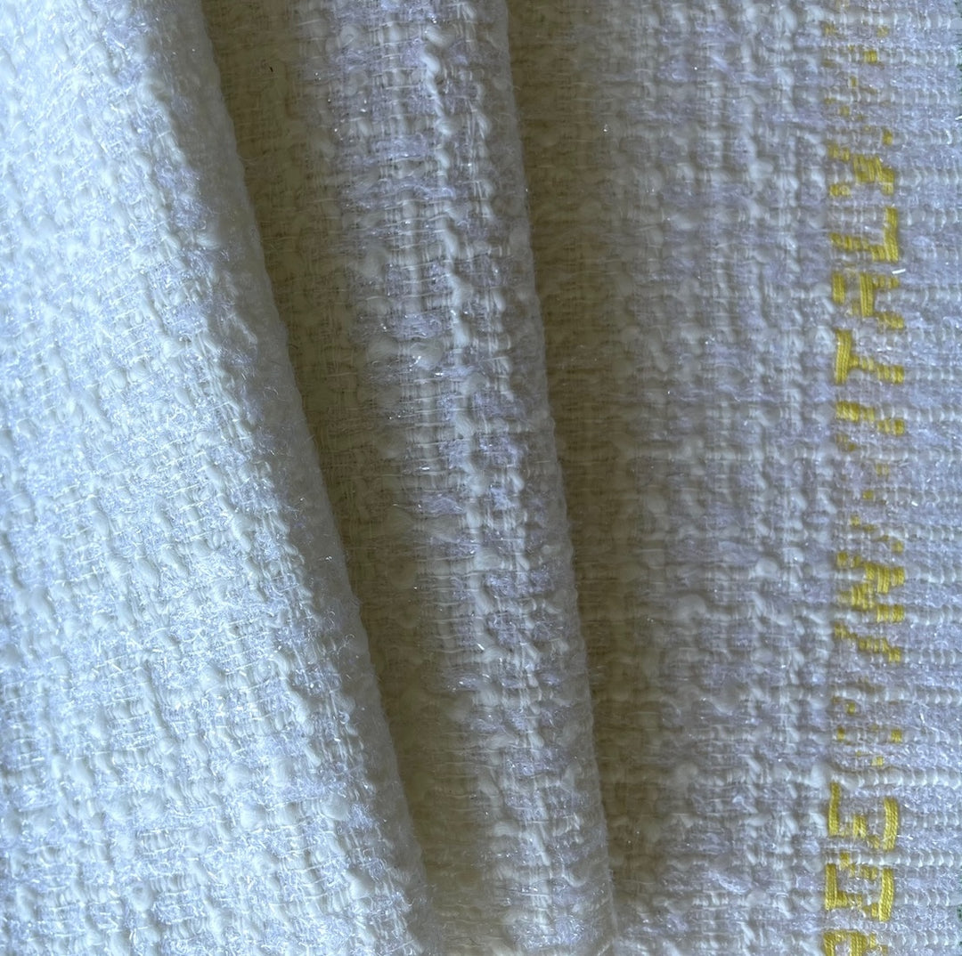 Glittering Snowflakes Selvedged Virgin Wool Blend Bouclé (Made in Italy)