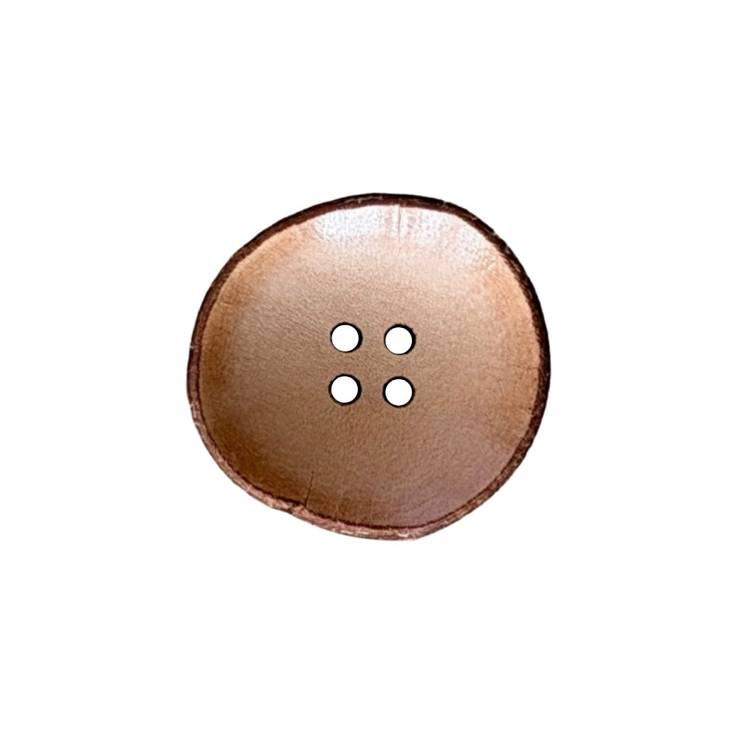 4-Hole Buttered Beige Cancave Leather Button (Made in Italy)