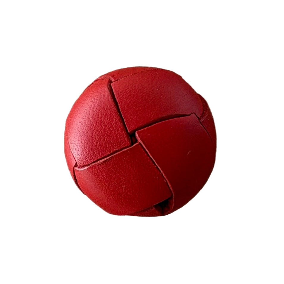 Ruby Red Woven Leather Button (Made in Italy)