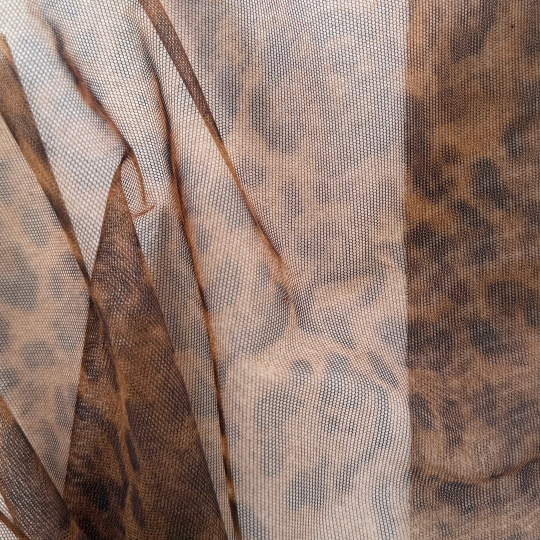 Sheer Tawny Leopard Poliamide Mesh (Made in Italy)