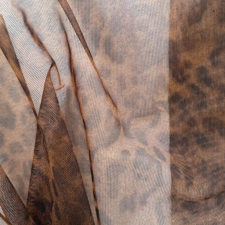 Sheer Tawny Leopard Poliamide Mesh (Made in Italy)