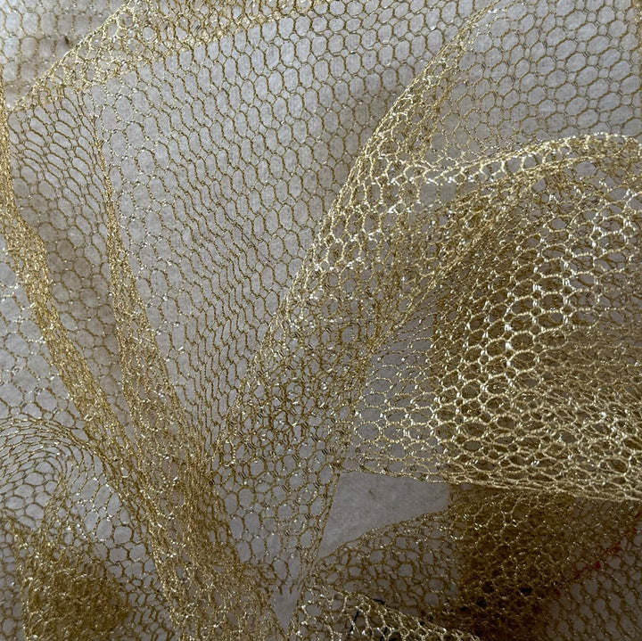 Sheer Golden Slumber Polyester & Lurex Mesh (Made in Italy)