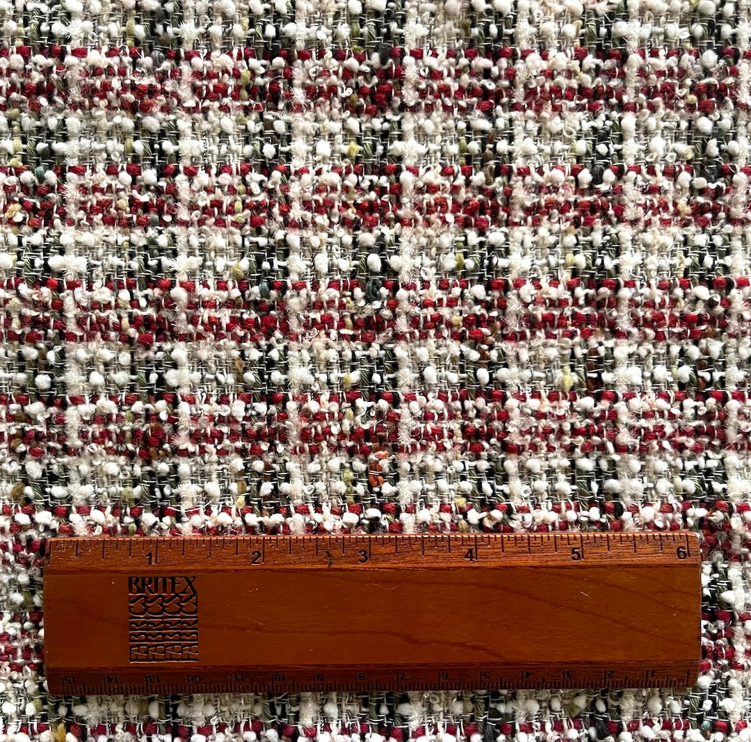 Couture Crimson, Coal & Cloud Tweedy Wool Blend Bouclé (Made in Italy)