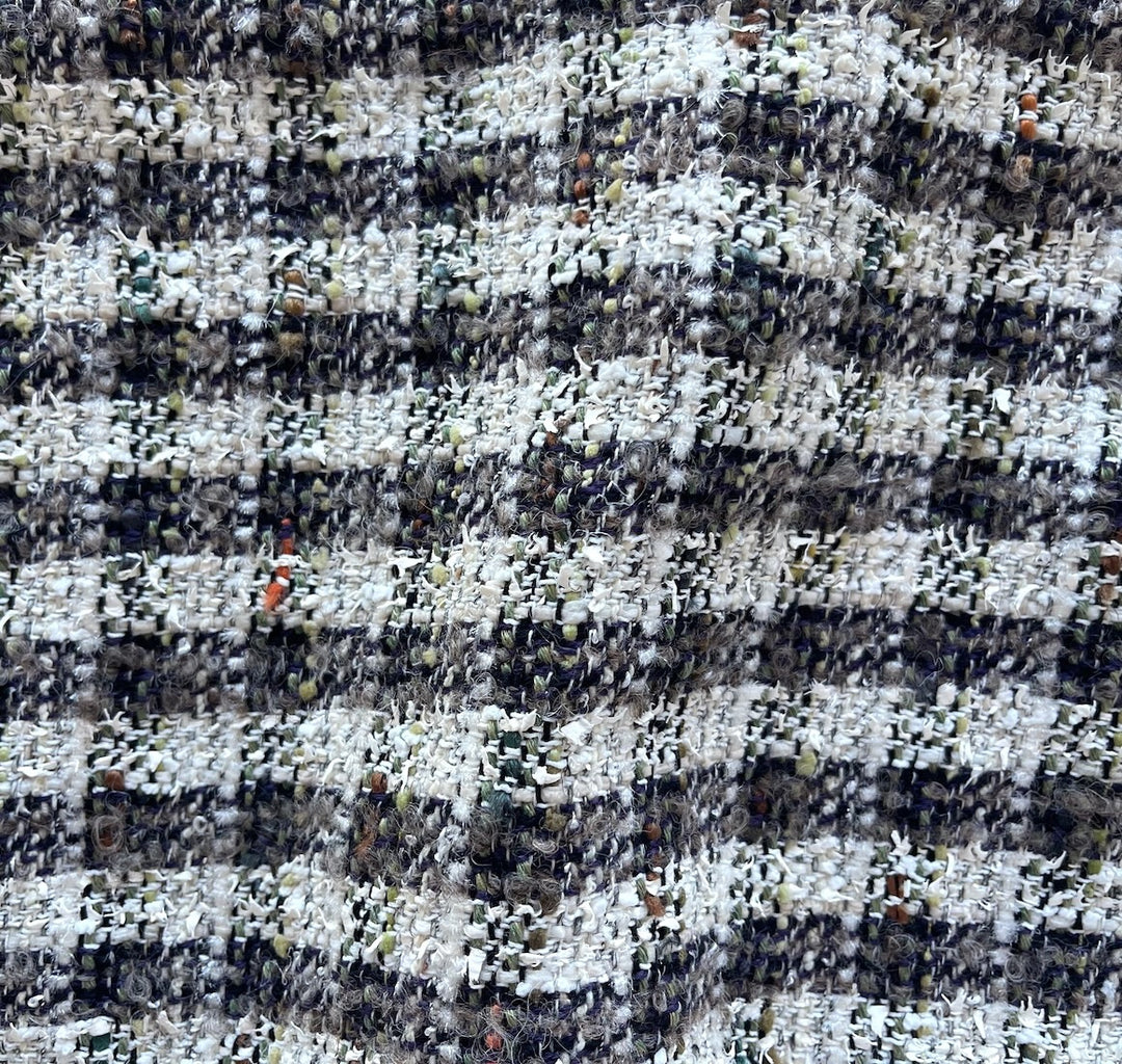 Couture Black, Midnight Navy, Taupe & Alabaster Tweedy Wool Blend Bouclé (Made in Italy)