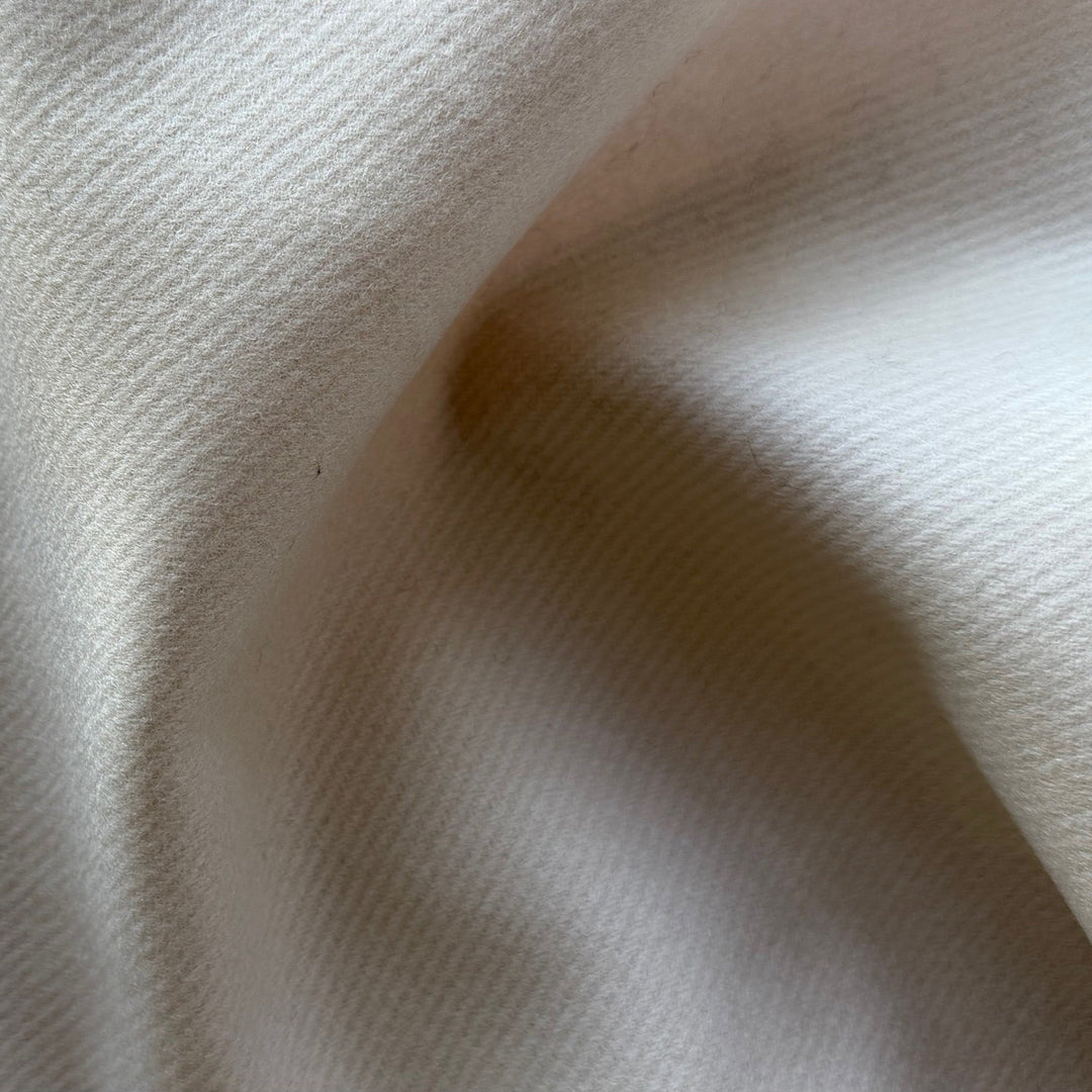 Mid-Weight Warm Bone Virgin Wool Blend Melton Coating (Made in Italy)