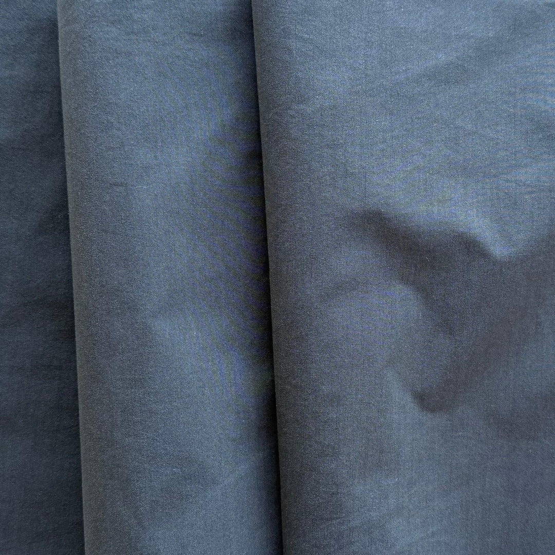 Steel Grey Cross-Woven Cotton Blend Poplin (Made in Italy)