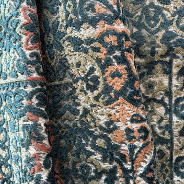 Apricot & Teal Kilim on Natural Viscose Blend (Made in Belgium)