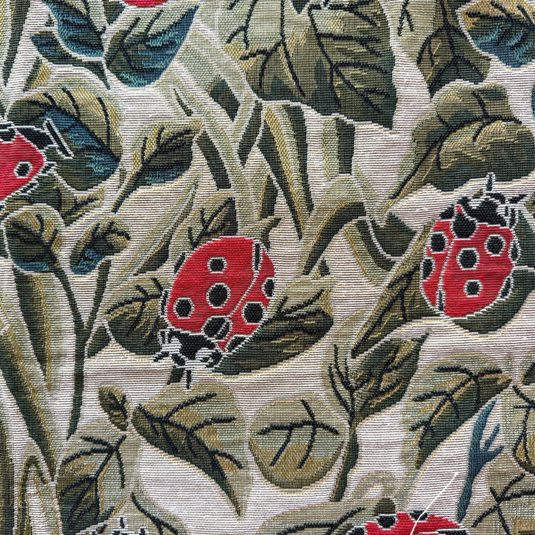 Ladybug Farm on Natural Viscose Blend Tapestry (Made in India)