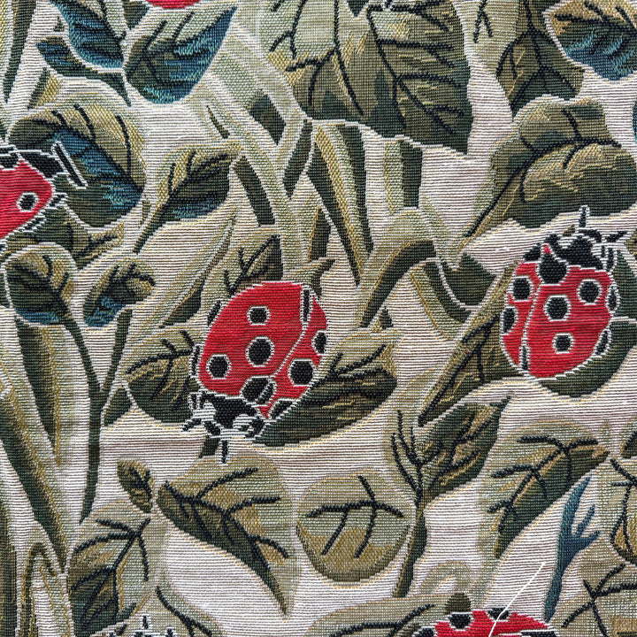 Ladybug Farm on Natural Viscose Blend Tapestry (Made in India)