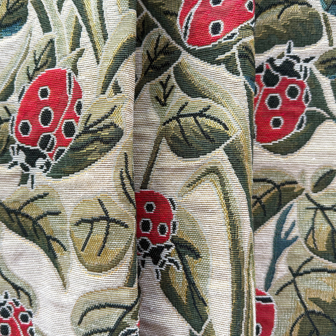 Ladybug Farm on Natural Viscose Blend Tapestry (Made in India)